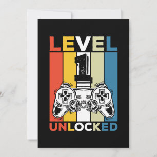 Geburtstag 1. Level freigeschaltet 1 Gaming Vintag Einladung