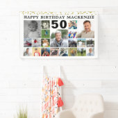 Geburtstag 21 Foto Collage Gold Confetti Custom Banner (Insitu)