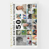 Geburtstag 21 Foto Collage Gold Confetti Custom Banner (Vertikal)