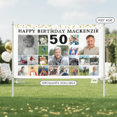 Geburtstag 21 Foto Collage Gold Confetti Custom Banner