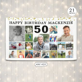 Geburtstag 21 Foto Collage Gold Confetti Custom Banner