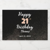 Geburtstag 21. Männer Schwarz-weiß Elegant Custom Alkoholflaschenetikett (Einzelnes Label)