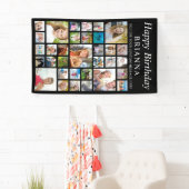 Geburtstag 33 Foto Collage Minimal Schwarz Banner (Insitu)