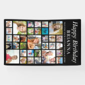 Geburtstag 33 Foto Collage Minimal Schwarz Banner (Horizontal)