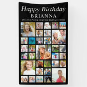 Geburtstag 33 Foto Collage Minimal Schwarz Banner (Vertikal)