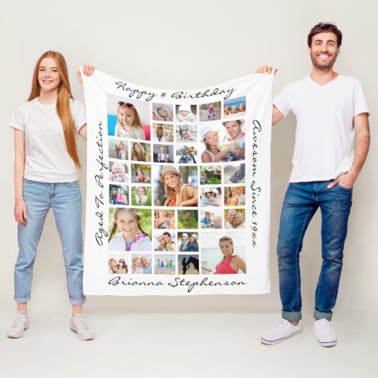 Geburtstag 33 Foto Collage Redewendungen Personali Fleecedecke (Beispiel)