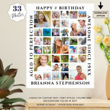 Geburtstag 33 FotoCollage Custom Personalisiert