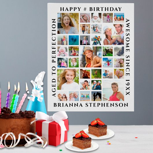 Geburtstag 33 FotoCollage Custom Personalisiert Poster