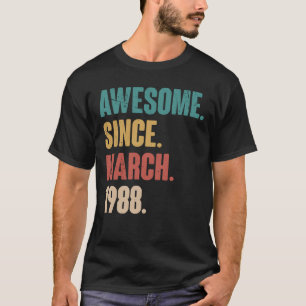 Geburtstag 35. Dekoration März 35 Jahre alter Vint T-Shirt
