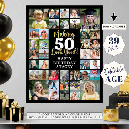 Geburtstag 39 Fotomaterial Alter sieht gut aus Poster