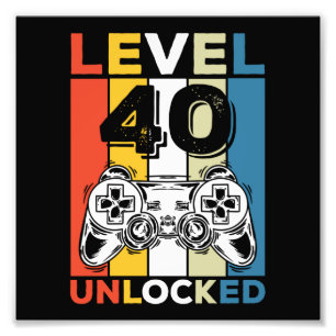 Geburtstag 40. Level freigeschaltet 40 Gaming Vint Fotodruck