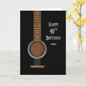 Geburtstag, 40., Schwarze Akustikgitarre Karte (Gelbe Blume)