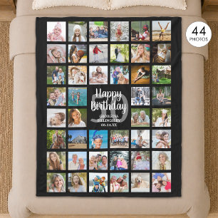 Geburtstag 44 Fotocollage jedes Alter Name Datum Fleecedecke