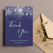 Geburtstag 50 blaue silberne Glitzer Staub Dankeskarte