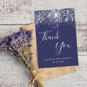 Geburtstag 50 blaue silberne Glitzer Staub Dankeskarte