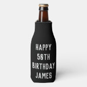 Geburtstag 50. Elegant Schwarz Stilvolle Chic Favo Flaschenkühler (Flaschenvorderseite)