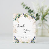 Geburtstag 50 Eukalyptus grün danke Postkarte (Stehend Vorderseite)