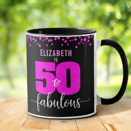 Geburtstag 50. fabelhafte, heiß rosa Folienteile s Tasse