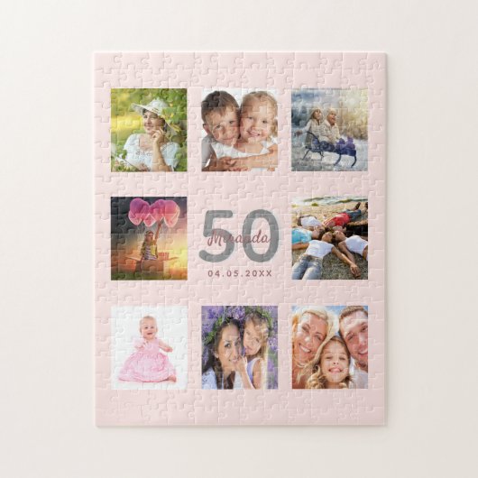 Geburtstag 50 Foto Rose Gold Rosa Rosa Puzzle (Vertikal)