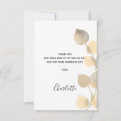 Geburtstag 50 goldener Eukalyptus elegant Dankeskarte (Rückseite)