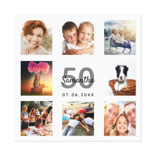 Geburtstag 50 kundenspezifische Foto Collage White Leinwanddruck