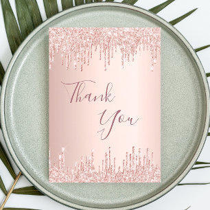 Geburtstag 50 Rose Gold Glitzer Tropfen vielen Dan Dankeskarte