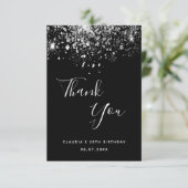 Geburtstag 50 schwarzer Glitzer glamourös Dankeskarte (Stehend Vorderseite)
