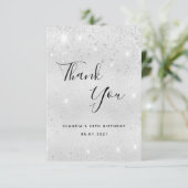 Geburtstag 50 silberner Glitzer Dankeskarte (Stehend Vorderseite)