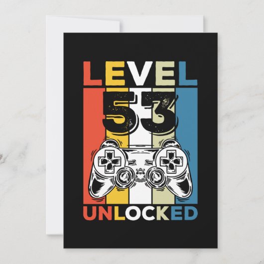 Geburtstag 53. Level freigeschaltet 53 Gaming Vint Einladung (Vorderseite)