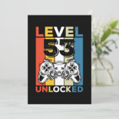 Geburtstag 53. Level freigeschaltet 53 Gaming Vint Einladung (Stehend Vorderseite)