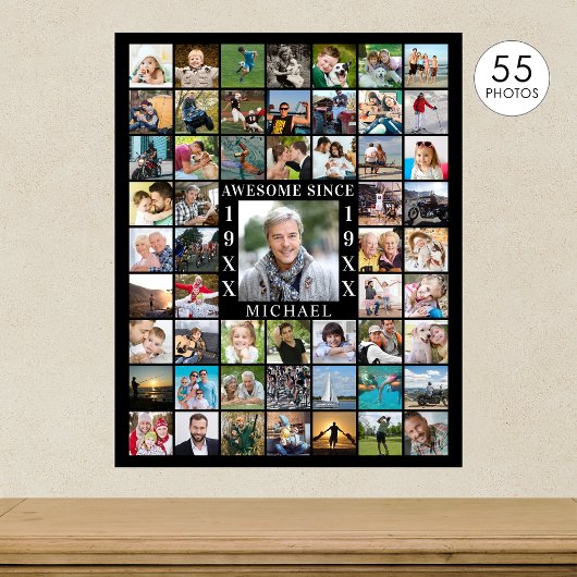 Geburtstag 55 Foto Collage PHANTASTISCH SEIT CE Poster