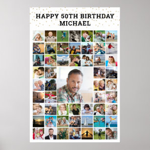 Geburtstag 55 Fotocollage jedes Alter individuell Poster