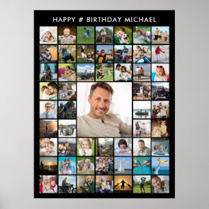 Geburtstag 55 Fotocollage Maßgeschneidert für jede Poster