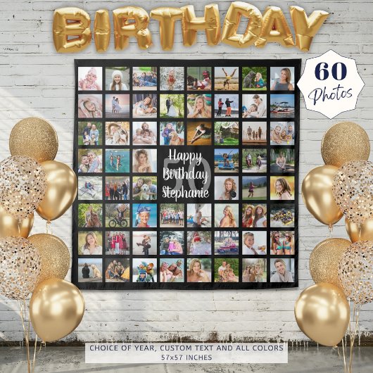 Geburtstag 60 FotoCollage Personalisiert Wandteppich