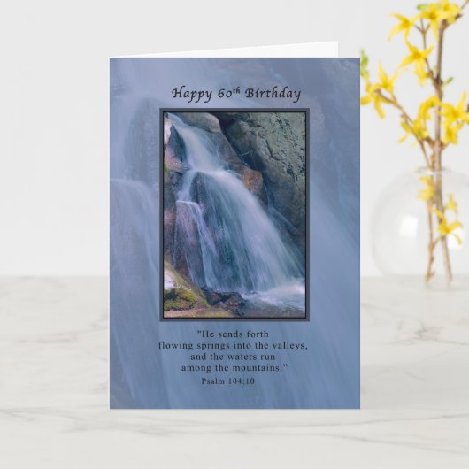 Geburtstag, 60., Religious, Bergwasserfall Karte (Gelbe Blume)