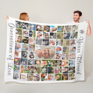 Geburtstag 67 Foto Collage Custom Text White Fleecedecke