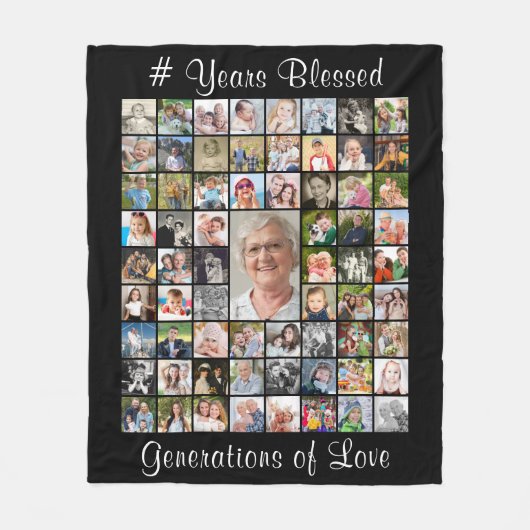 Geburtstag 67 FotoCollage Benutzerdefinierter Text Fleecedecke (Vorderseite)