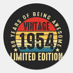 Geburtstag 68 Jahre alte Vintage 1954 Limited Edit Runder Aufkleber