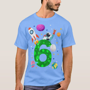 Geburtstag 6 Jahre Rakete, Planeten, Sterne, Astro T-Shirt