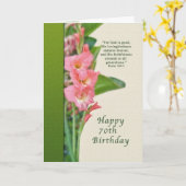 Geburtstag, 70., mit Pink Gladiolus Karte (Gelbe Blume)