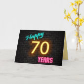 Geburtstag 70 Neonzeichen auf Backstein Karte (Gelbe Blume)