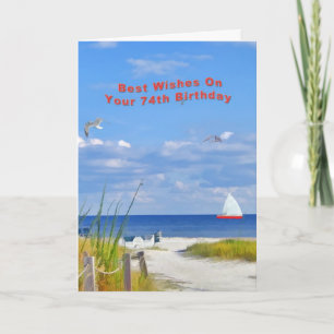 Geburtstag, 74. Tag, Beach and Ocean View Card Karte