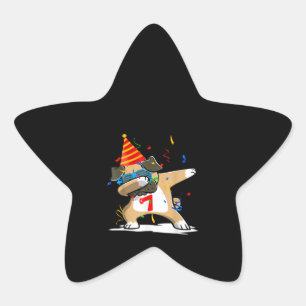 Geburtstag - 7 Jahre Dabbing Mops Hund Lover Stern-Aufkleber