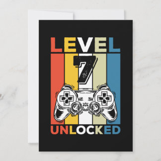 Geburtstag, 7. Stufe entsperrt 7 Gaming Vintag Einladung