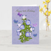 Geburtstag, 86., Schmetterlinge und Blume Karte (Gelbe Blume)