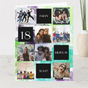 GEBURTSTAG 8 Fotos personalisierte gefaltete Grußk Karte