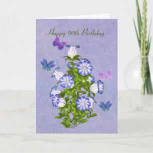 Geburtstag, 90. Geburtstag, Schmetterlinge und Blu Karte