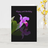 Geburtstag, 90., Orchid auf Black Karte (Gelbe Blume)