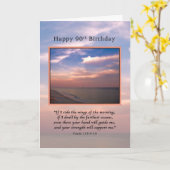 Geburtstag, 90., Sonnenaufgang am Strand, Religiös Karte (Gelbe Blume)
