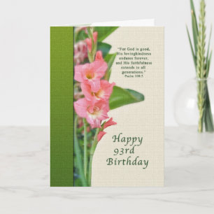 Geburtstag, 93., mit dem rosa Gladiolus Karte